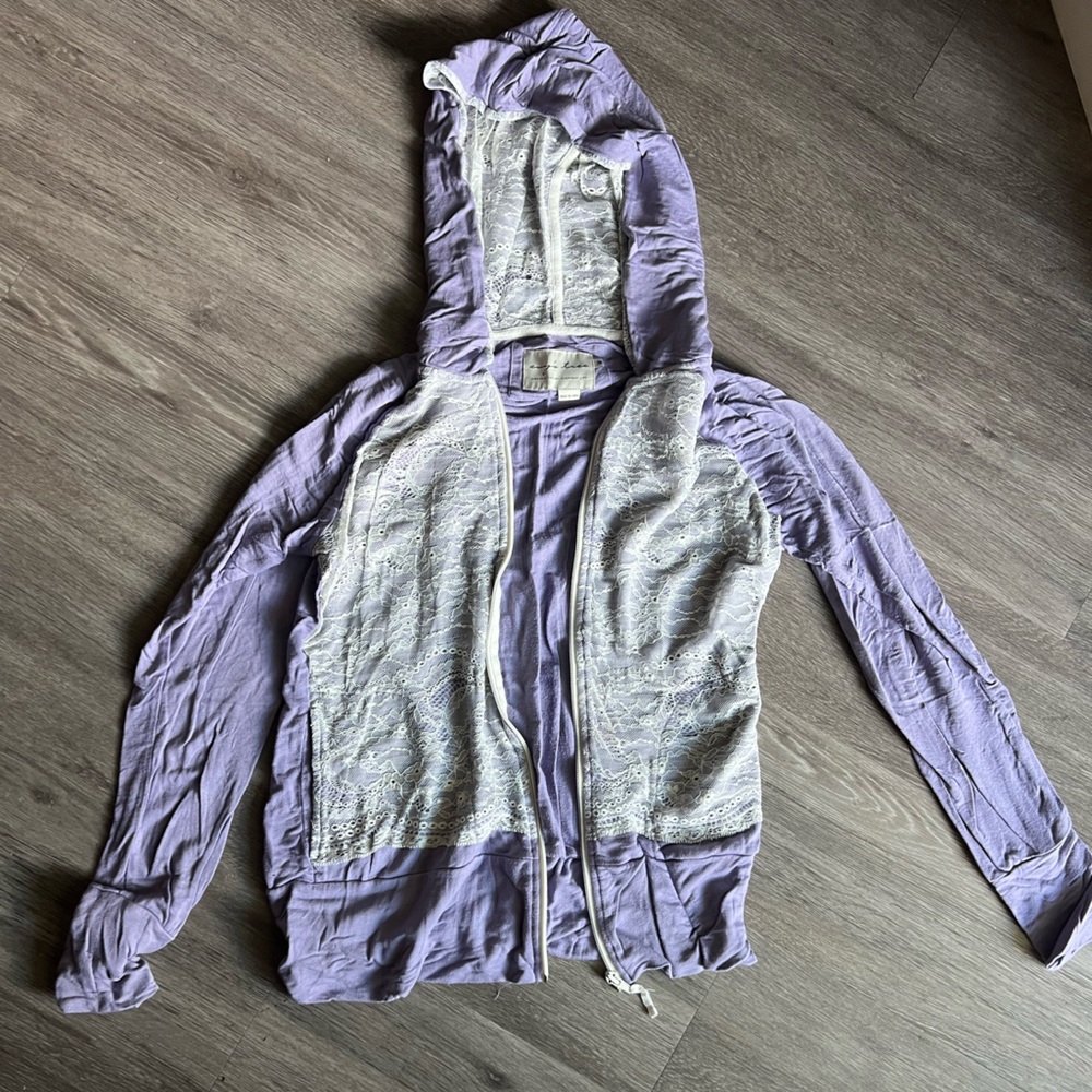 evy's tree Lavender and White Hooded Jacket
